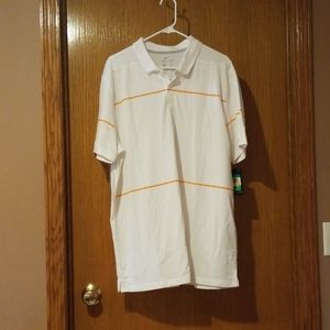 Nike white polo with orange stripes
